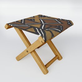African Pattern - African Mudcloth Design Folding Stool