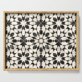 Black and white marble Moroccan mosaic Serving Tray