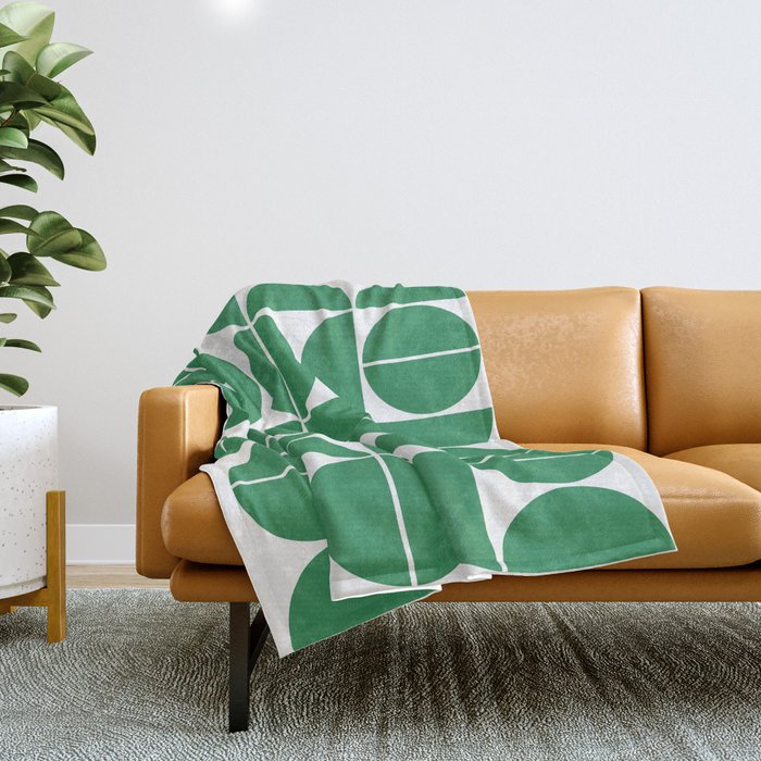 Mid Century Modern Geometric 04 Green Throw Blanket