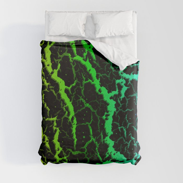 Cracked Space Lava - Rainbow RYGCB Duvet Cover