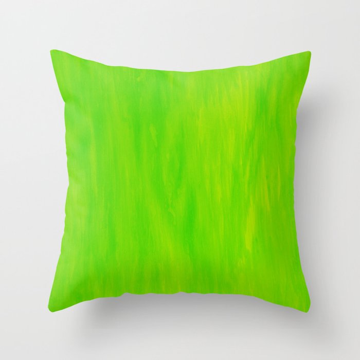 Neon Green Watercolor Throw Pillow