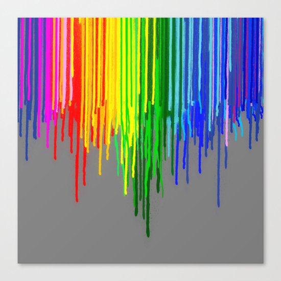 Rainbow Drips Gray Canvas Print
