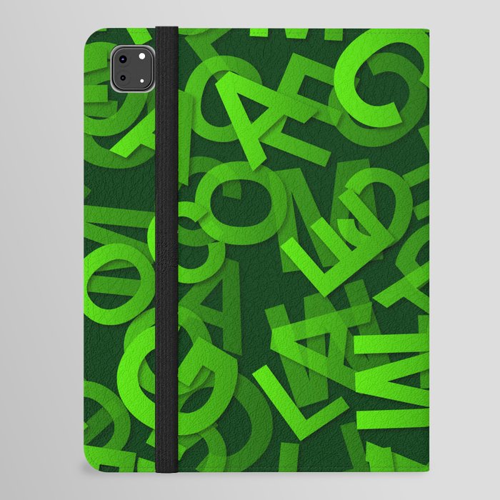 Green Color Alphabet Design iPad Folio Case