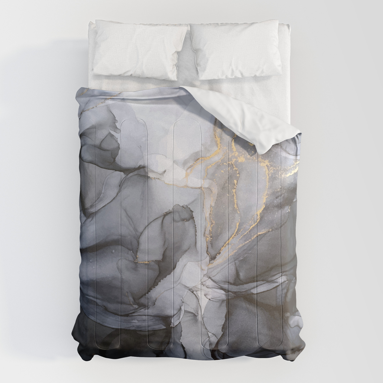Calm But Dramatic Light Monochromatic Black Grey Abstract Comforters By Elizabethschulz Society6
