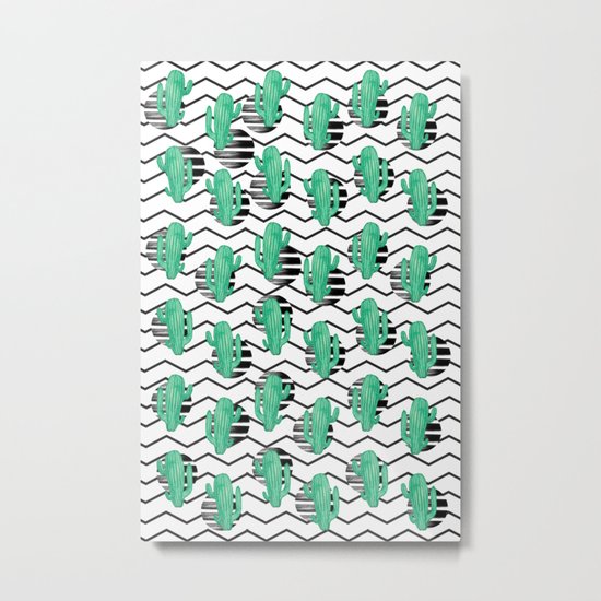 cacti + black Metal Print