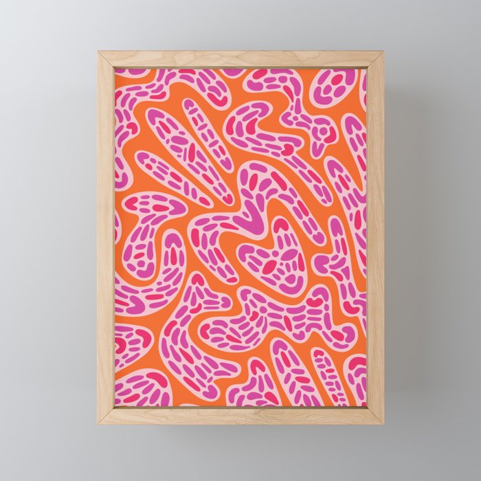 Vibrant Fun Abstract Pattern in Pink and Orange Framed Mini Art Print