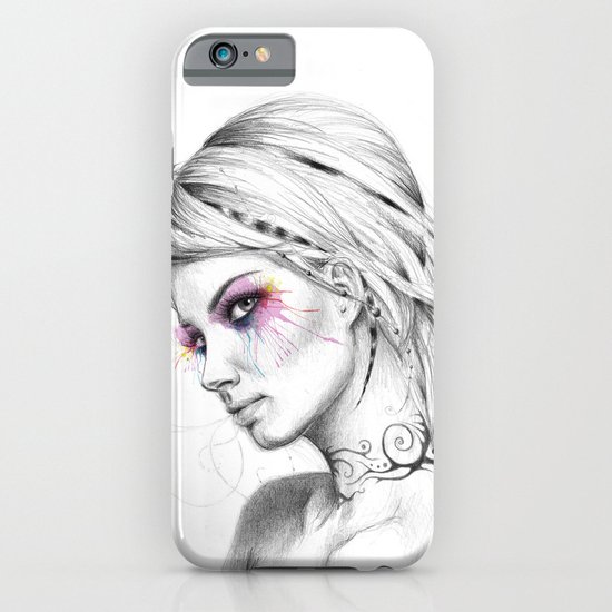 Beautiful Girl with Tattoos and Colorful Eyes iPhone & iPod Case