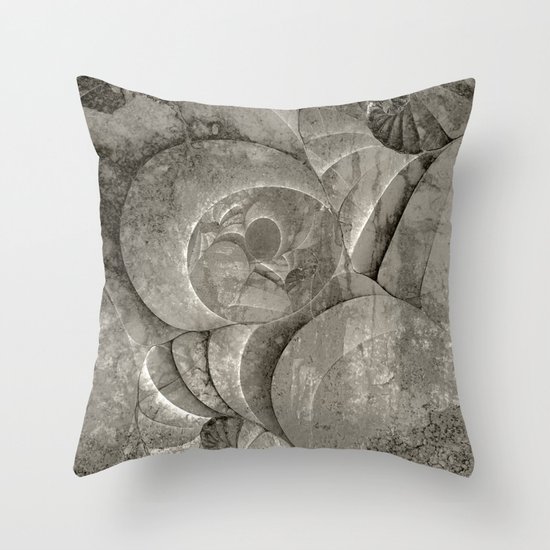 Fossilized Shells - Black & White Throw Pillow