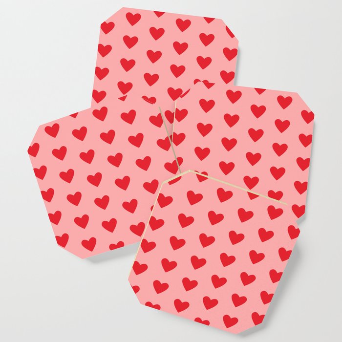 Small Hearts Pattern (red/pink) Coaster