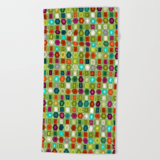 hex strip green Beach Towel