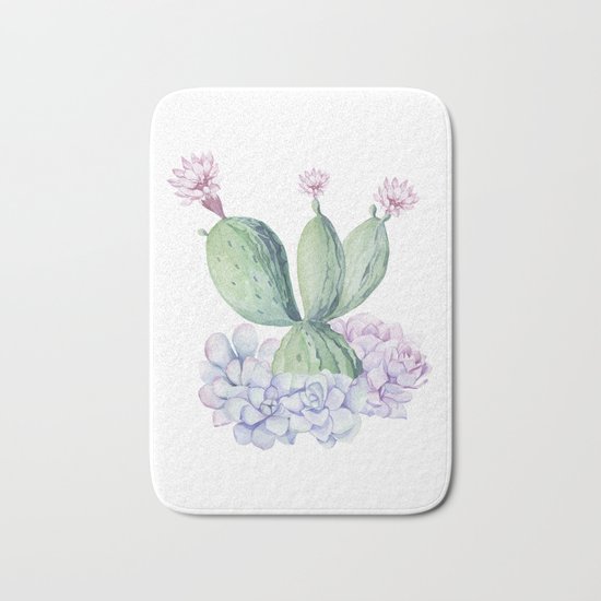In Love Rose Cactus + Succulents Bath Mat