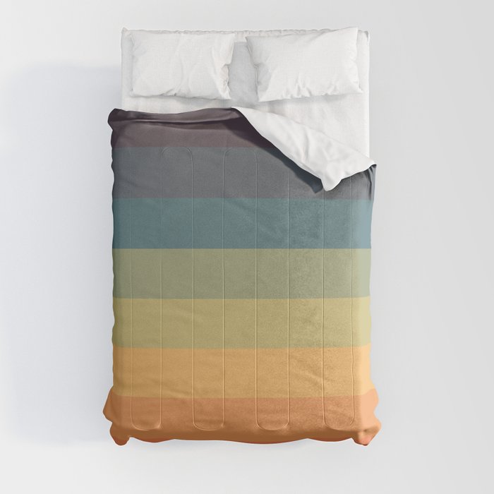 Colorful Retro Striped Rainbow Comforter