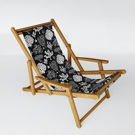 Black And White Coral Silhouette Pattern Sling Chair