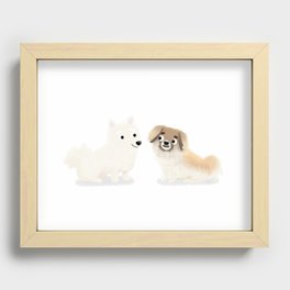 Custom Dog Art American Eskimo and Tibetan Spaniel Recessed Framed Print