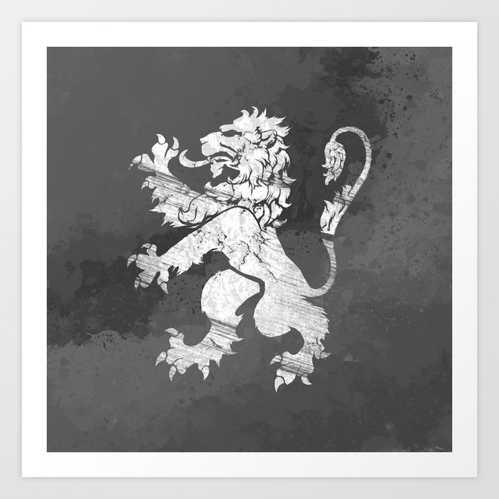 Lion Rampant - Charcoal Grunge Art Print