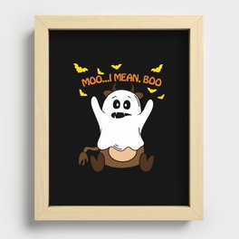 Ghost Cow Moo I Mean Boo Funny Halloween Recessed Framed Print