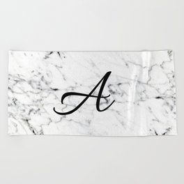 Letter A on Marble texture Initial personalized monogram Beach Towel