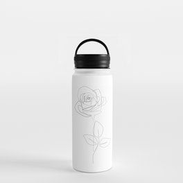 White Rose / fine line flower drawing  Water Bottle