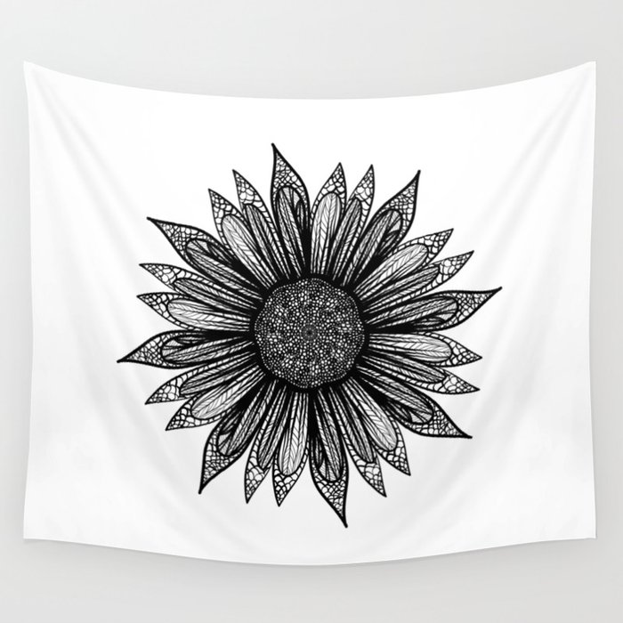 Black and sale white sunflower tapestry