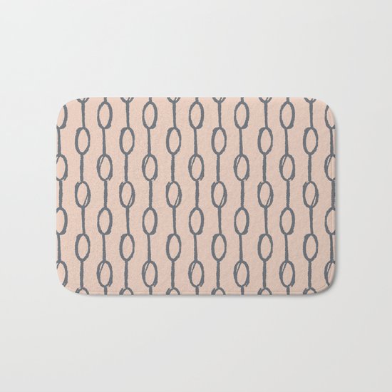 Pebble Dot Stripes Gray on Vintage Rose Pink Bath Mat