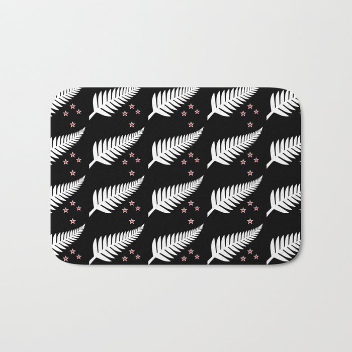 New Zealand Silver Fern Flag Black Pattern Bath Mat