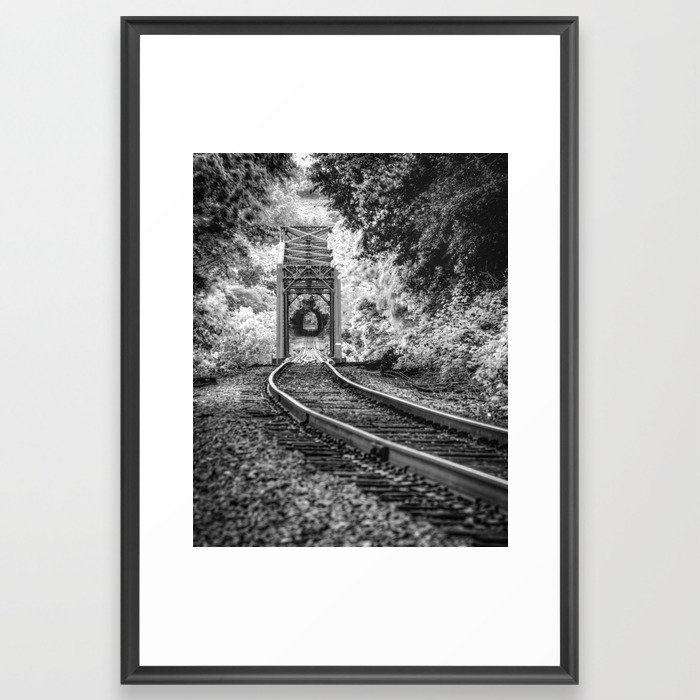 Historic Cotter Railway Tunnel - Arkansas Monochrome Framed Art Print
