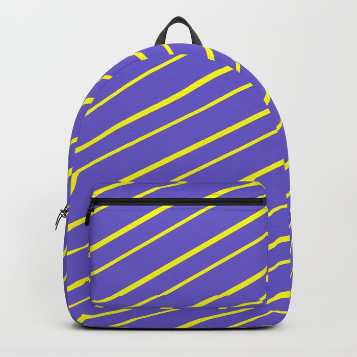 Slate Blue and Yellow Colored Striped Pattern Backpack