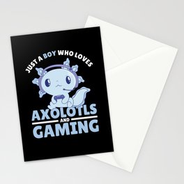 Just A Boy Who Loves Axolotls And Gaming Stationery Card