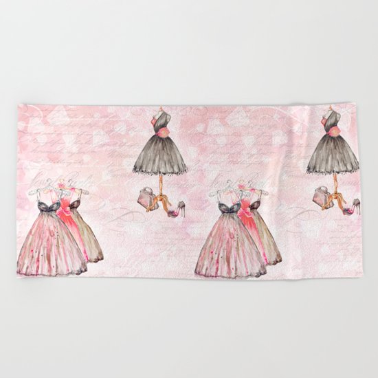 Black dress fashion #2 Beach Towel