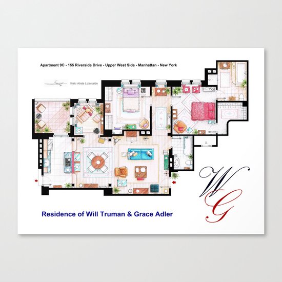 Apartment of Will Truman and Grace Adler - Floorplan Canvas Print