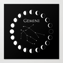 Gemini Zodiac, Black and White Canvas Print