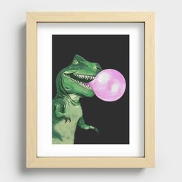 Bubble gum T-Rex in Dark Grey Recessed Framed Print