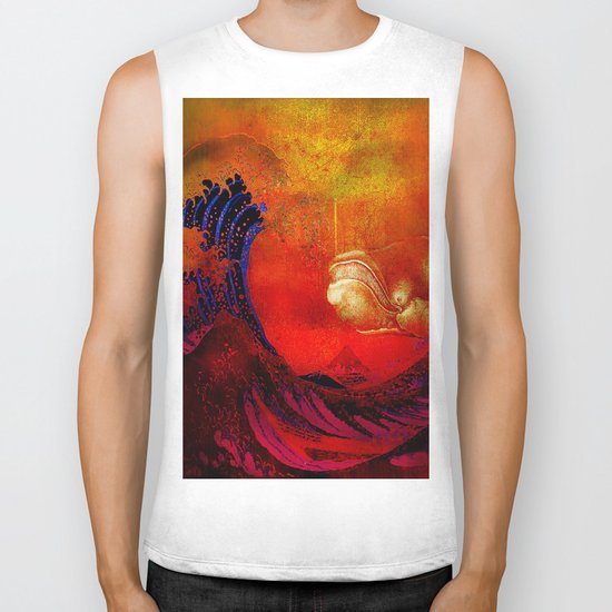 The whale and the wave Biker Tank