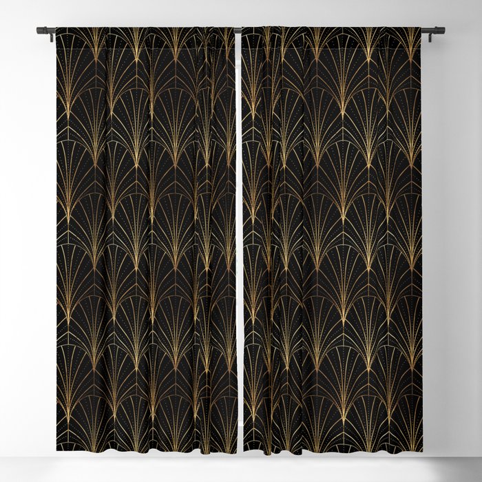 Art Deco Waterfalls // Black Luxe Blackout Curtain