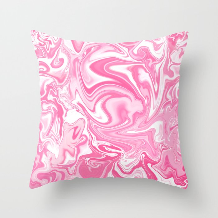 Pastel Pink Swirly Paint Pour Pattern  Throw Pillow