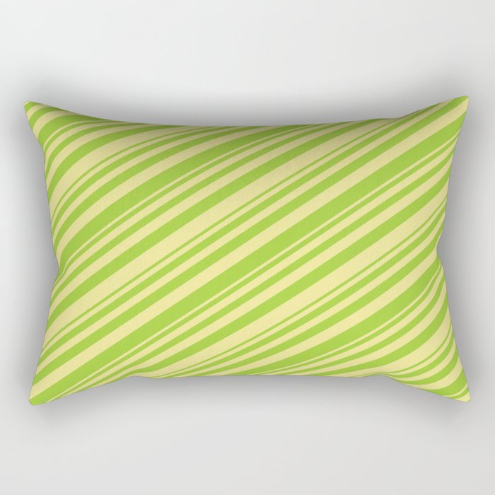 Green & Tan Colored Striped/Lined Pattern Rectangular Pillow