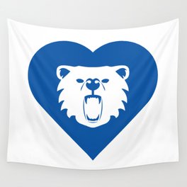 Bear Mascot Cares Blue Wall Tapestry