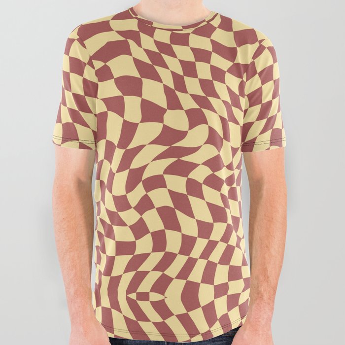 Jakarta brown and yellow checker symmetrical pattern All Over Graphic Tee