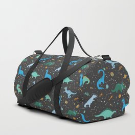 Dinosaurs in Space in Blue Duffle Bag