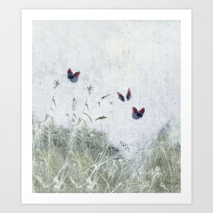 A Spell for Creation - butterflies amongst grass Art Print