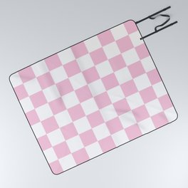 Pale Pink Checkerboard Pattern Palm Beach Preppy Picnic Blanket