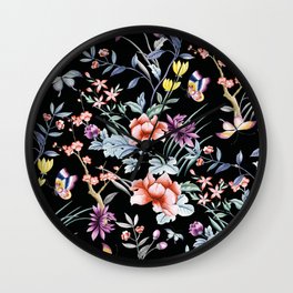French Butterfly Black Wall Clock