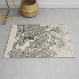 Perth - Australia - Black and White City Map Area & Throw Rug