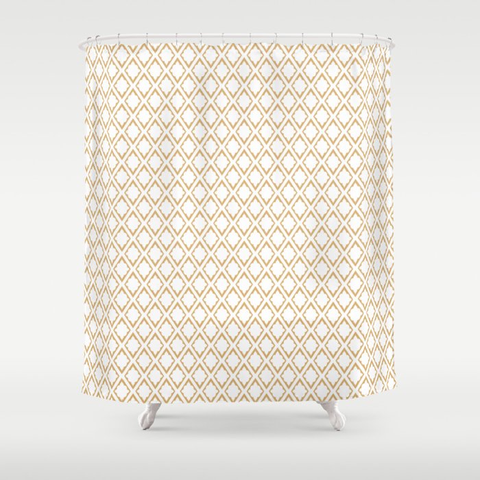 French Pattern Repeating Diamonds Gold Shower Curtain