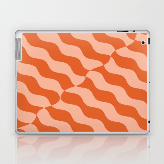 Retro Wavy Liquid Swirl Pattern in Orange and Peach Laptop & iPad Skin