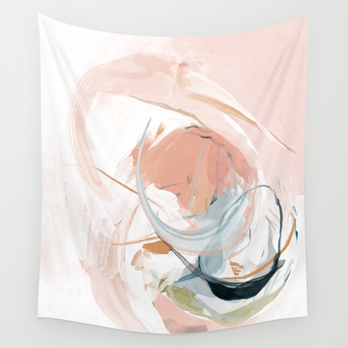 Pink Swirls On Sunday | Abstract Mixed Media Design Wall Tapestry