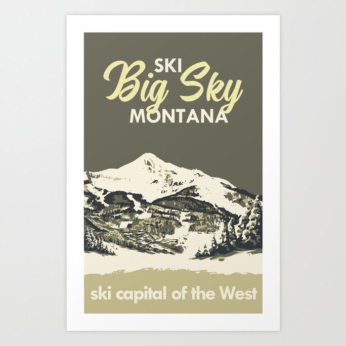 Gray Ski Big Sky Montana Vintage Poster Art Print