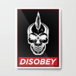 Punk Rock disobey, mohican skull. Metal Print
