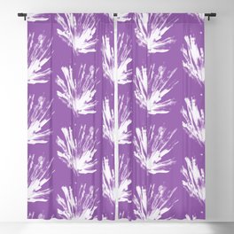 Mid-Century Art Deco Boho Abstract Floral Paint Splashes Purple Violet White Blackout Curtain