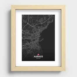 Aarhus, Denmark - Dark City Map Recessed Framed Print